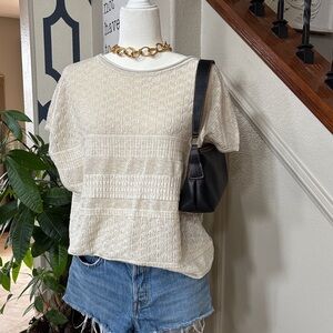 Cream & Gold Boho Textured Women's Knit Top 🤩